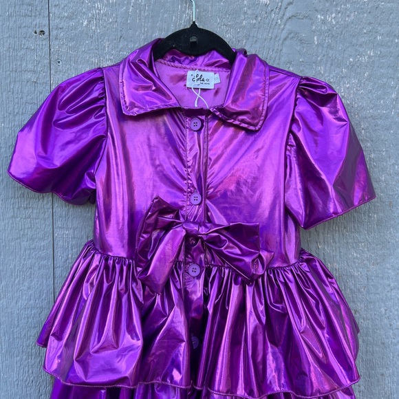 Lola and the boys IRIDESCENT PINK BOW DRESS Size 6 - Picture 6 of 9